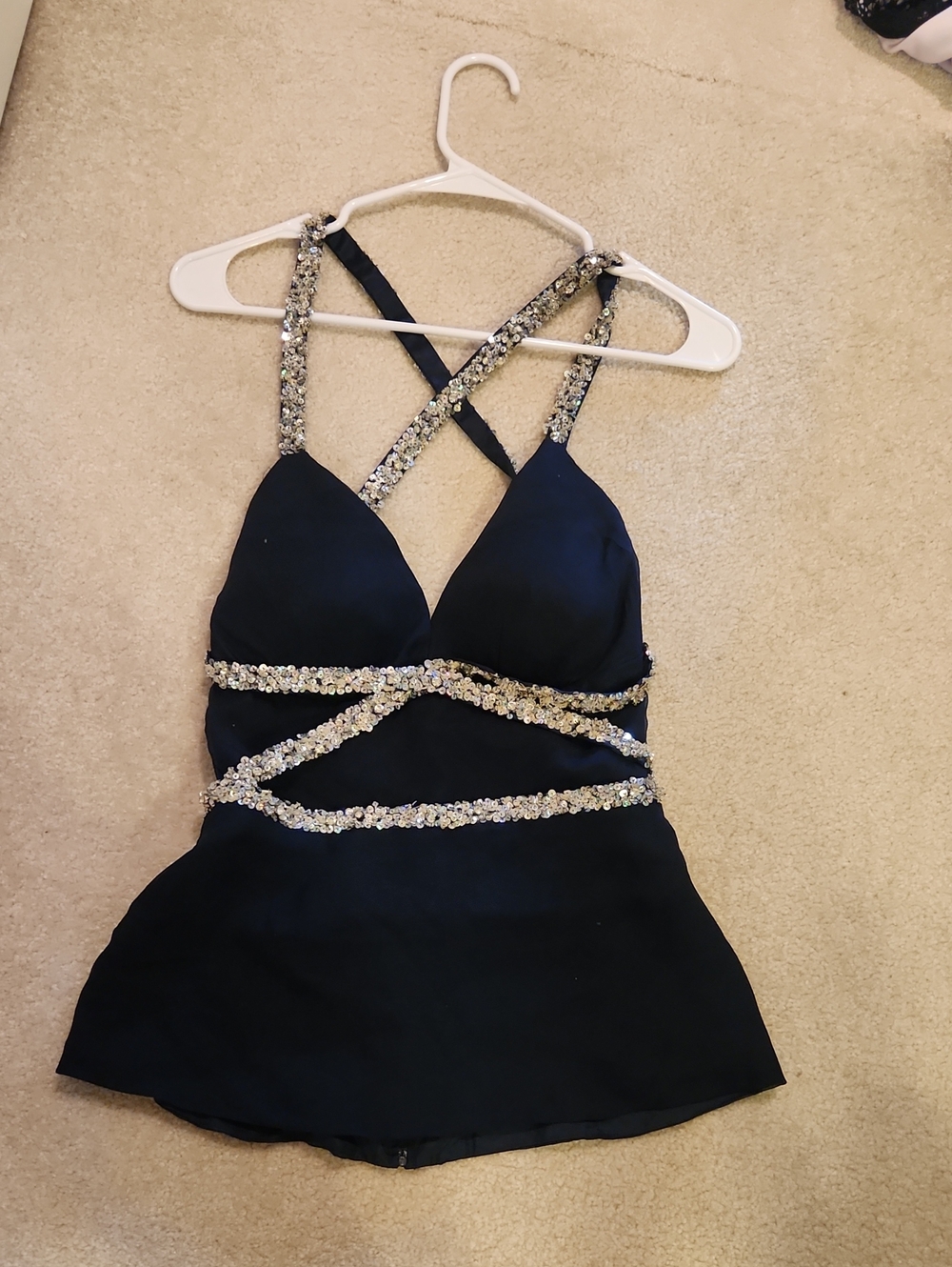 Beautiful Sparkle-Trim Navy halter top!